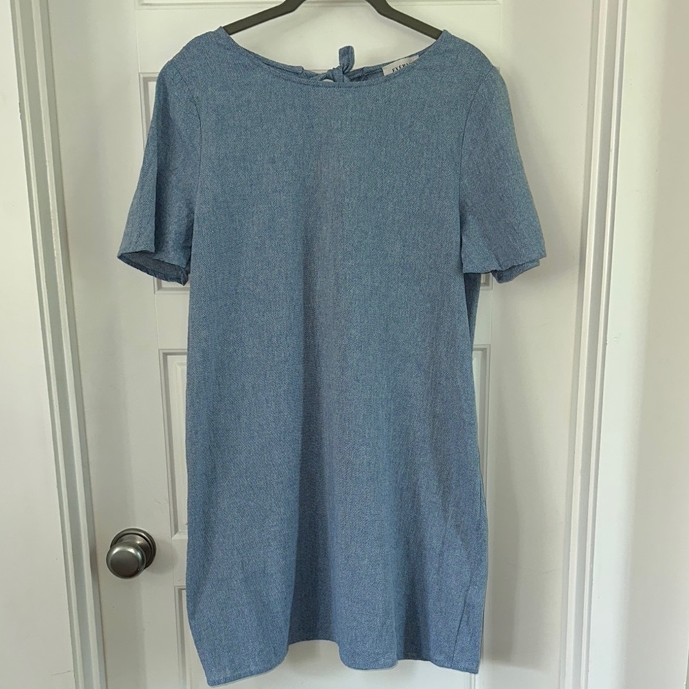 Everly Blue Sheath Dress with Flutter Sleeves